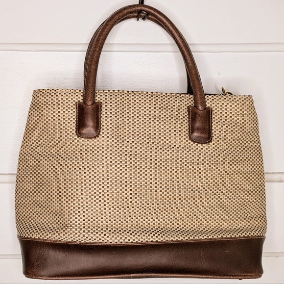 Nygard Handbag with fine woven raffia look and brown leather-look details - Picture 2 of 7